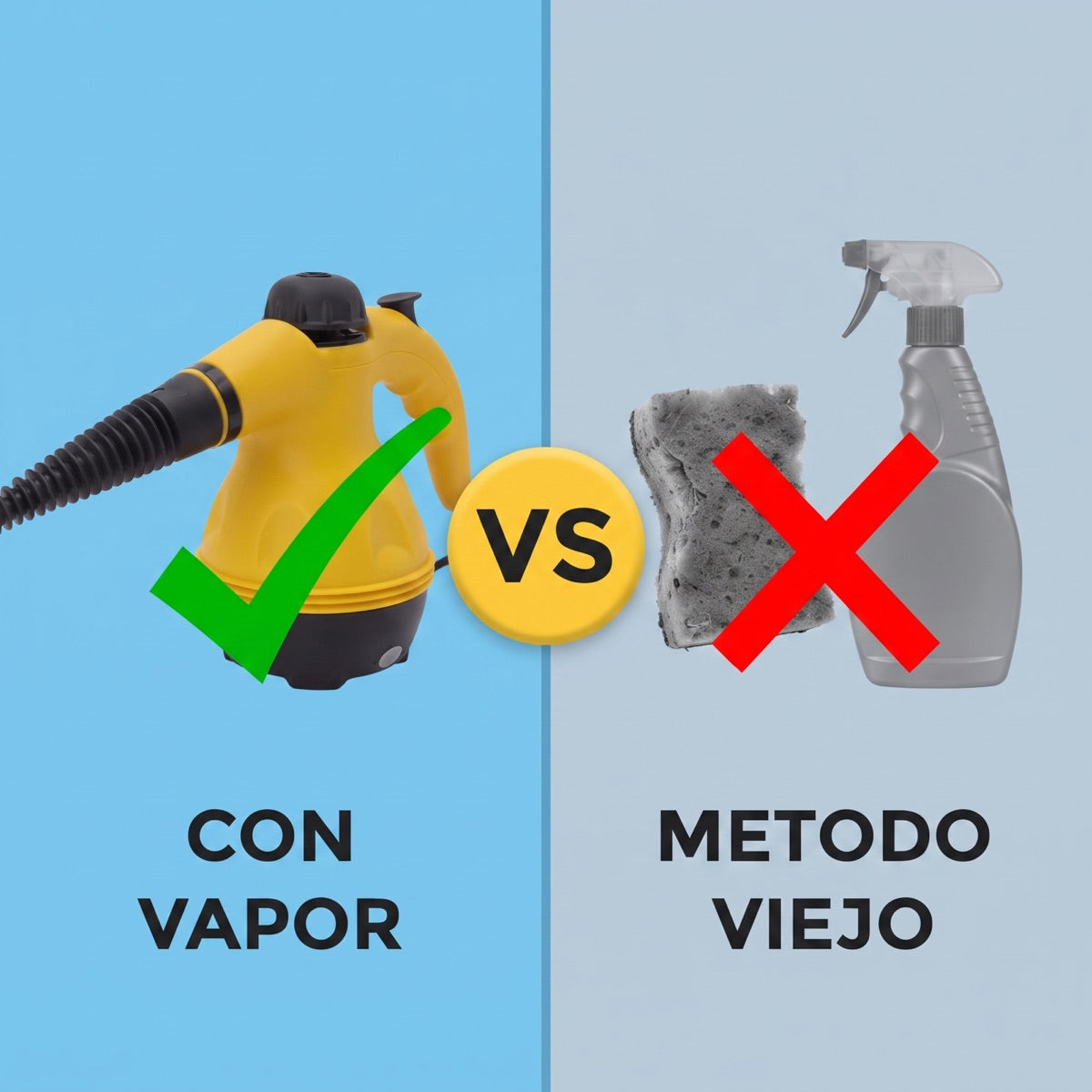 Con vapor vs método viejo