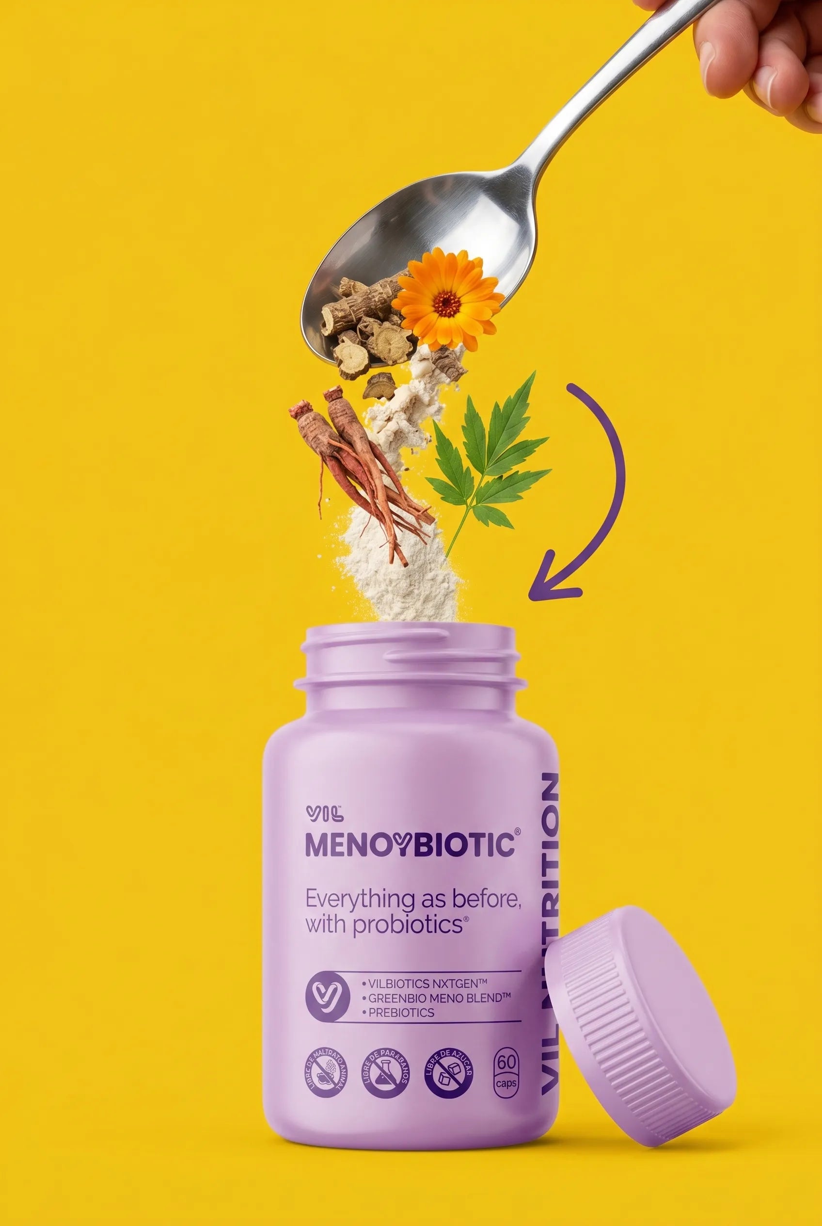V.I.L. MenoYBiotic — Fórmula con probióticos + 7 botánicos para la menopausia
