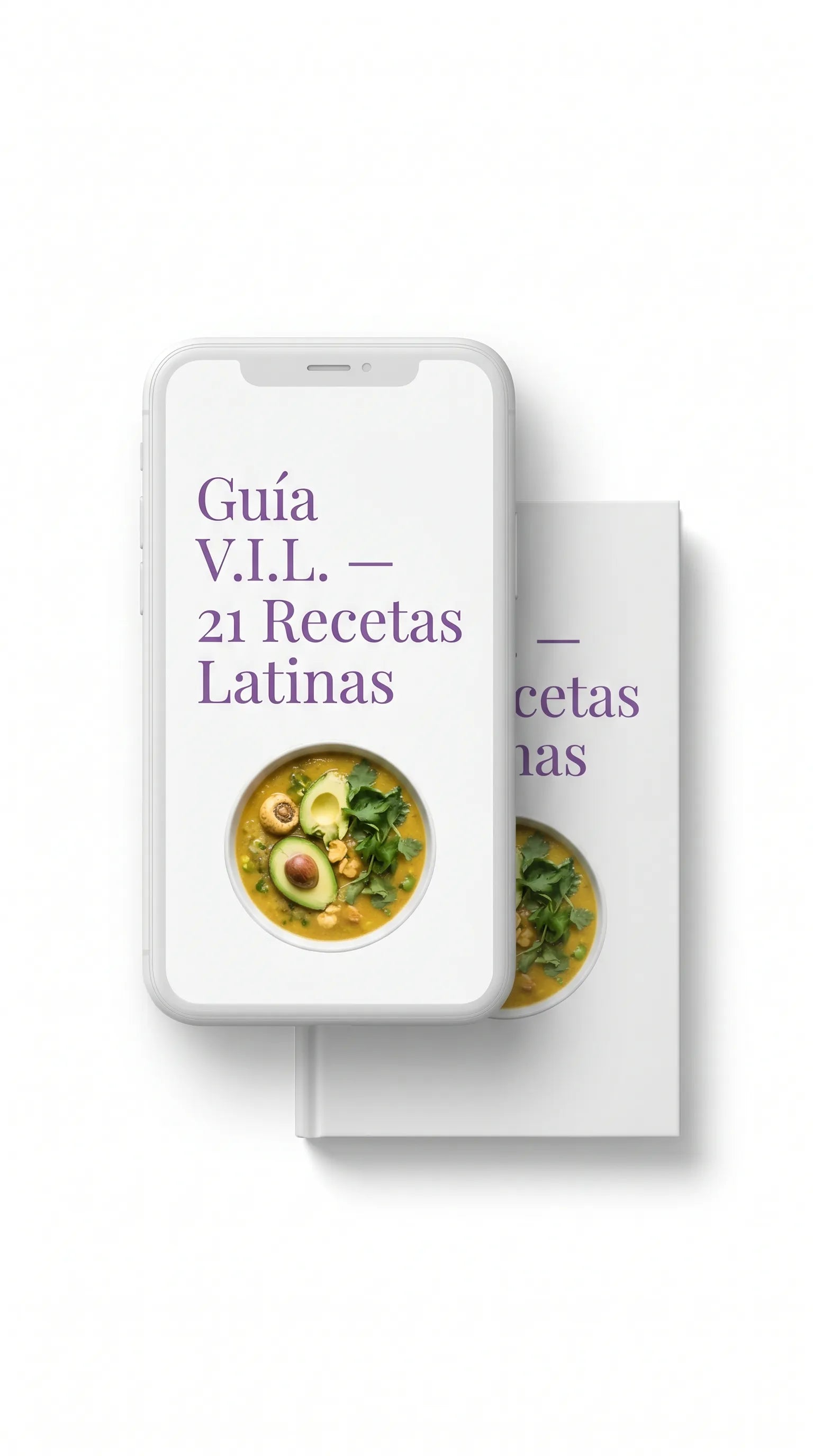 Guía V.I.L. 21 Recetas Latinas — phone mockup